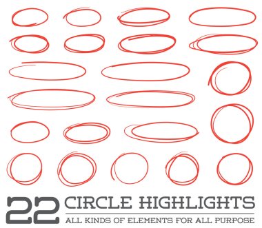 Red Hand Drawn Circles Set clipart