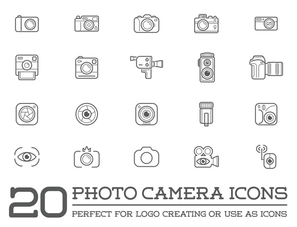 Fotoaparát a videokamera ikony — Stockový vektor