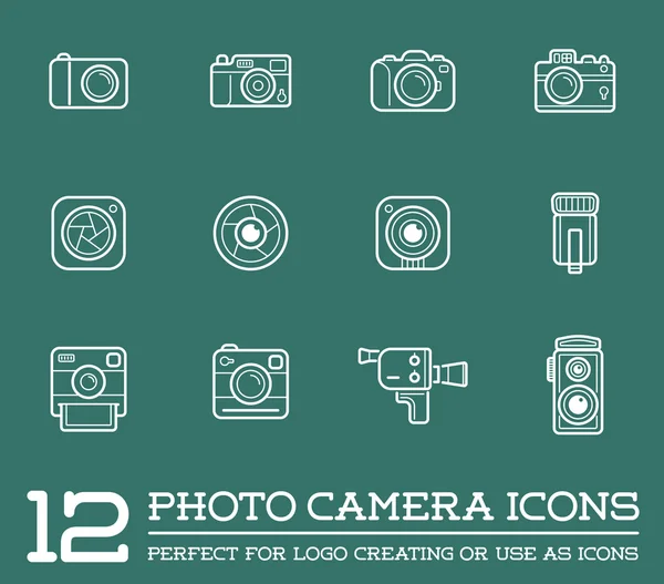 Cámara de fotos e iconos de la cámara de vídeo — Vector de stock