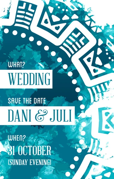 Hochzeitskarte Einladung im Aquarell-Stil — Stockvektor