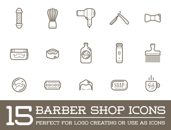 Elementos de peluquería y afeitado Iconos — Archivo Imágenes Vectoriales