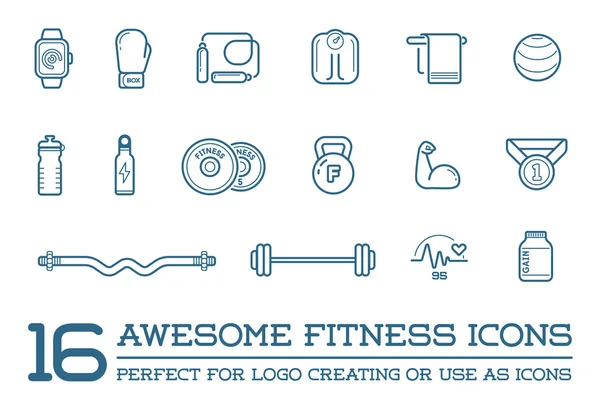 Fitness Aeróbicos Elementos e iconos del gimnasio — Vector de stock