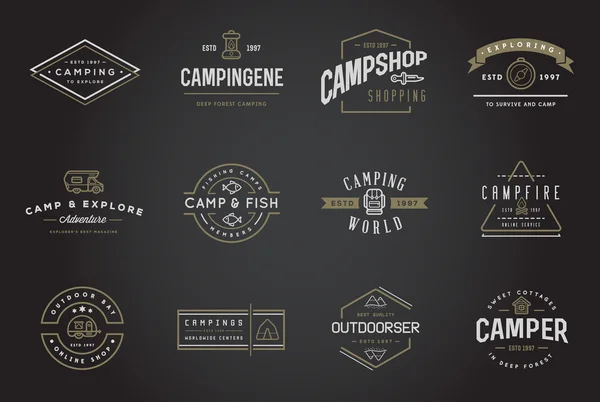 Set of Camping Camp Elements — Stock vektor