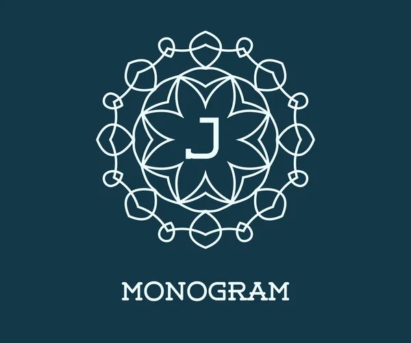 J harfi ile Monogram tasarım şablonu — Stok Vektör
