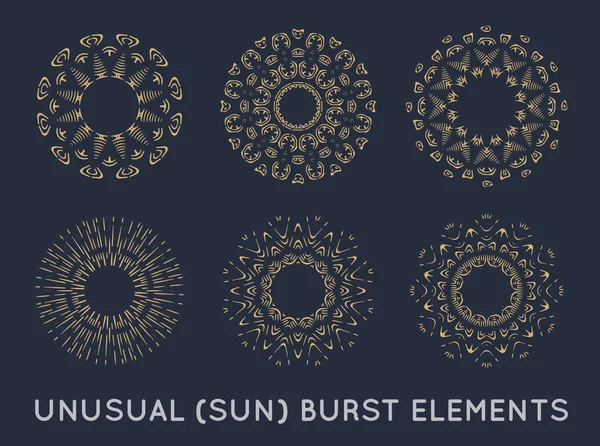 Sun burst vintage shapes elements — Stock vektor