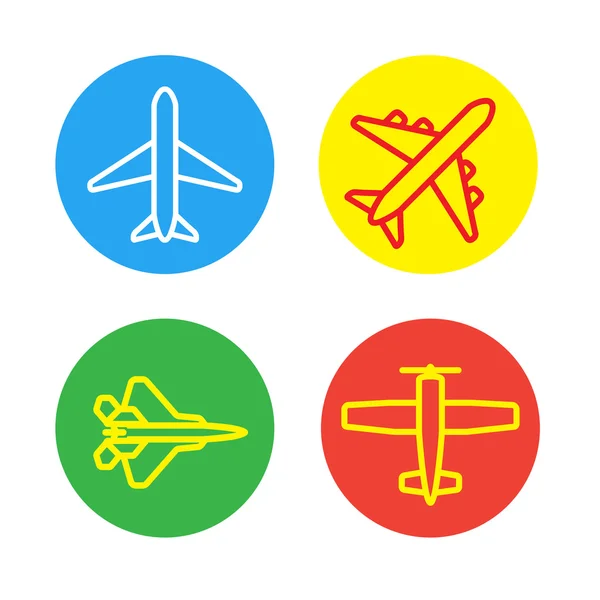 Ensemble d'icônes plates pour aéronefs ou avions — Image vectorielle