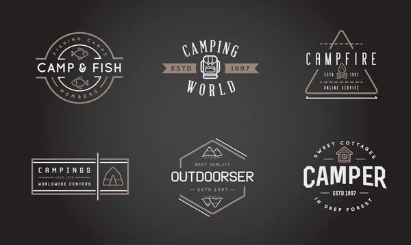 Conjunto de Camping Camp Elements — Vector de stock