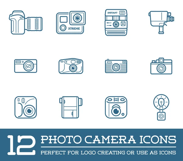 Cámara de fotos e iconos de la cámara de vídeo — Vector de stock