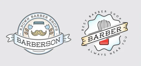 Barbeiro retro Design Logotype Set — Vetor de Stock