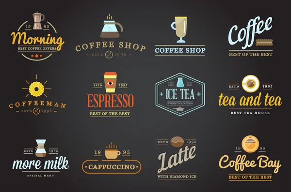 Coffee Logotype Templates and Coffee Accessories — Stock Vector