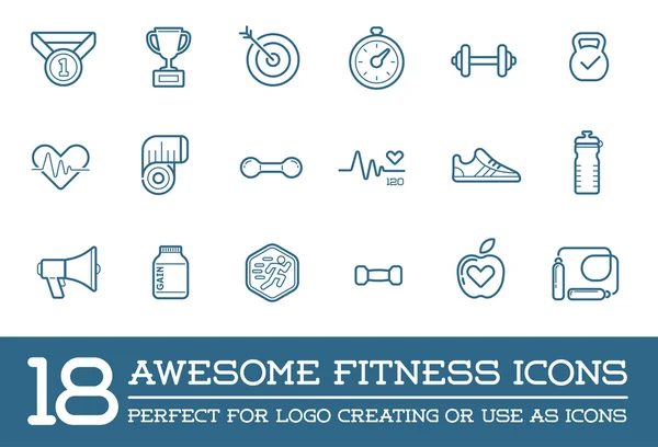 Fitness Aerobics Gym Elements and Icons — Stock Vector