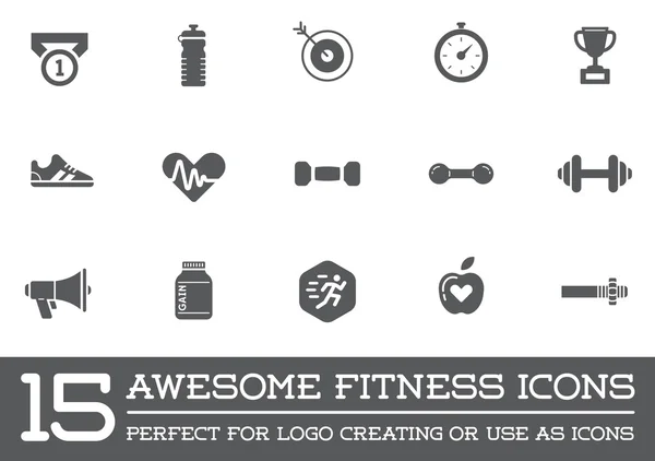 Ikony a fitness aerobic tělocvična prvky — Stockový vektor