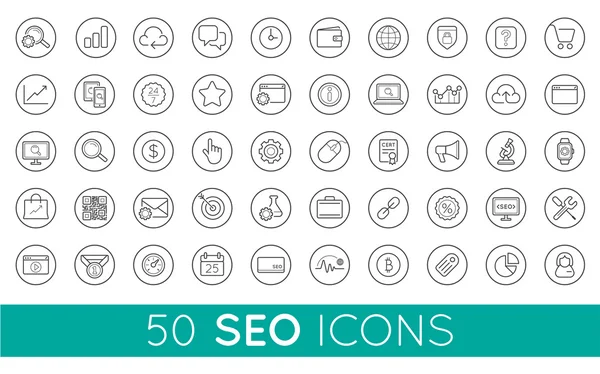 Conjunto de 50 iconos SEO — Archivo Imágenes Vectoriales