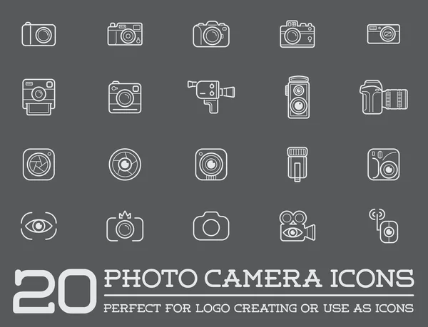 Cámara de fotos e iconos de la cámara de vídeo — Vector de stock