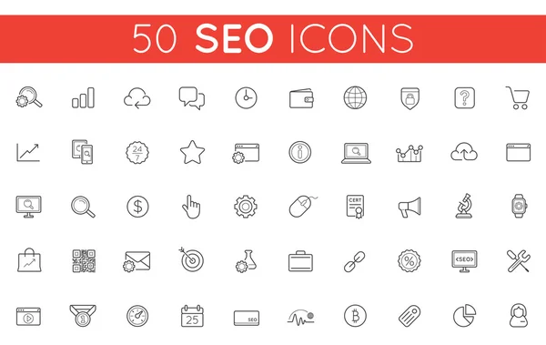 Conjunto de 50 iconos SEO — Archivo Imágenes Vectoriales