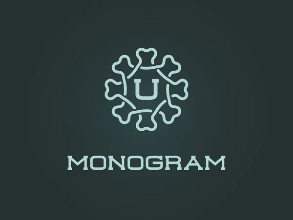 Monogram Design Template with Letter U — Stock Vector