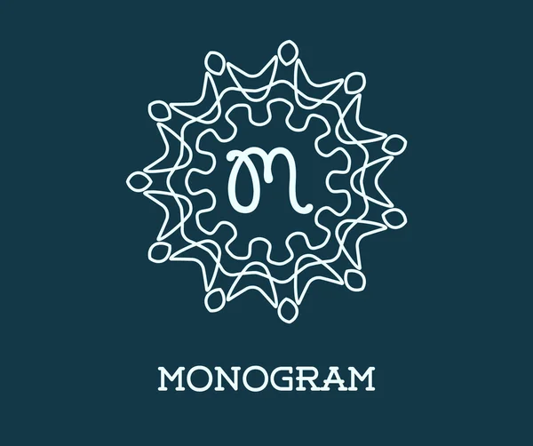 Modèle de conception de monogramme avec lettre M — Image vectorielle