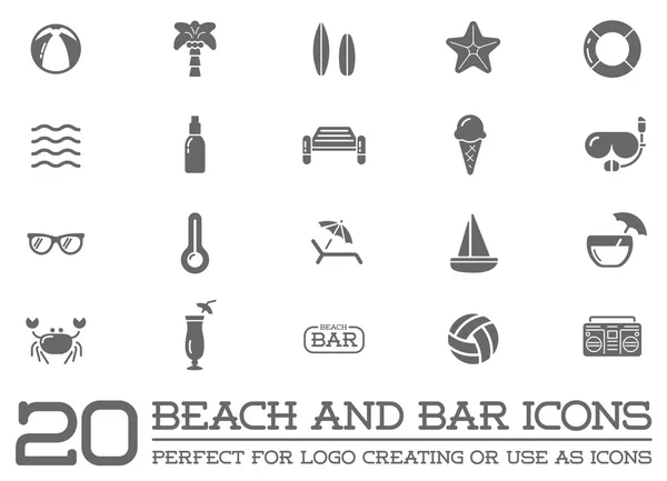 Beach Sea Bar Elementi — Vettoriale Stock