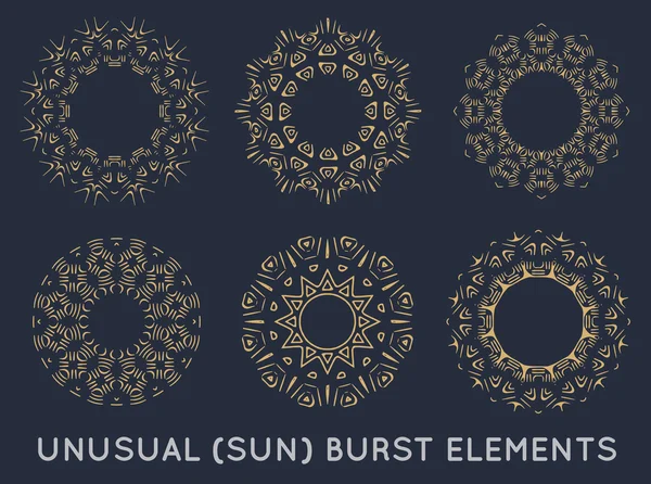 Sun burst vintage shapes elements — 스톡 벡터