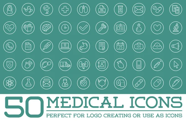 Set of 50 Medical Health Icons — Stock Vector