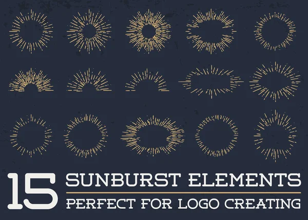 Éléments de formes vintage Sun burst — Image vectorielle