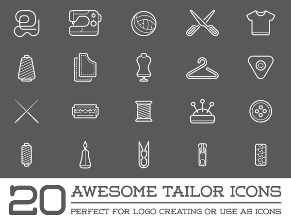 Set of Tailoring Tailor Sew Elements — Stock Vector