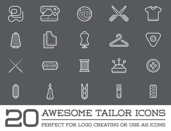 Set of Tailoring Tailor Sew Elements — Stockový vektor