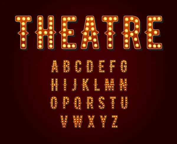 Broadway gloeilamp alfabet — Stockvector