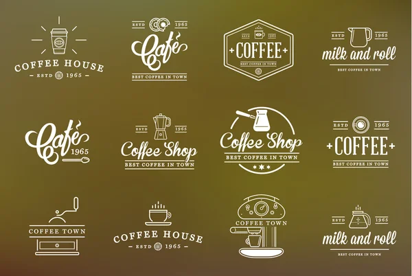 Modelos de café Logotype e acessórios de café —  Vetores de Stock