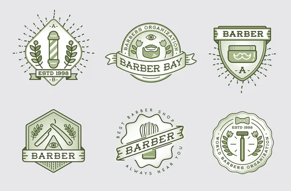 Logotipo de diseño retro de peluquero conjunto — Vector de stock