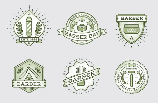 Friseur Retro Design Logo Set — Stockvektor