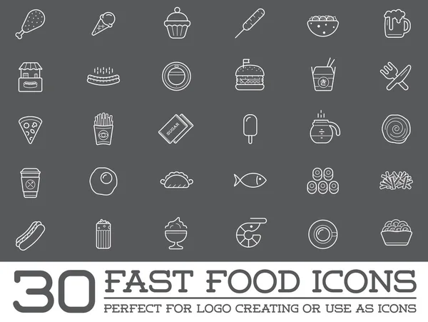 Symbole für Fastfood-Elemente — Stockvektor