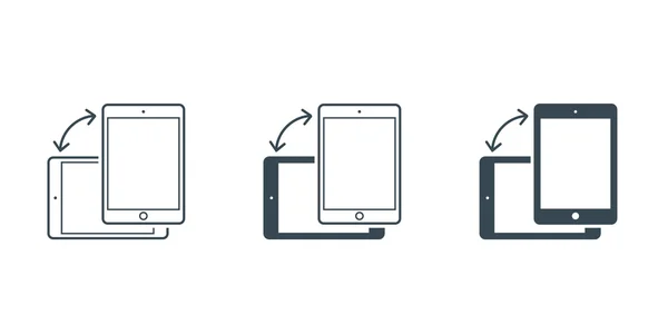 회전 스마트폰 또는 태블릿 아이콘 세트 — 스톡 벡터