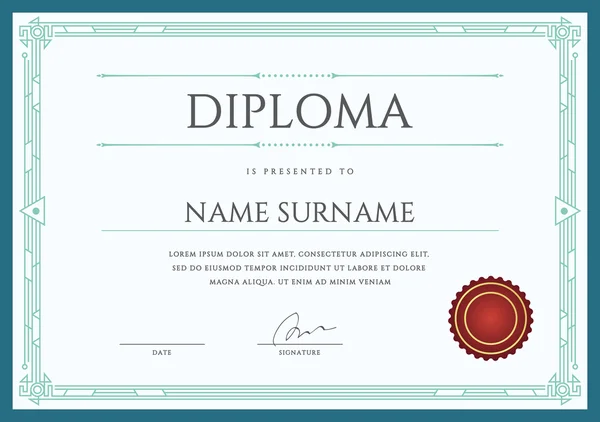 Modèle de diplôme ou de certificat de conception premium — Image vectorielle