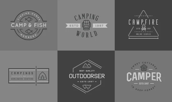 Set of Camping Camp Elements — 스톡 벡터