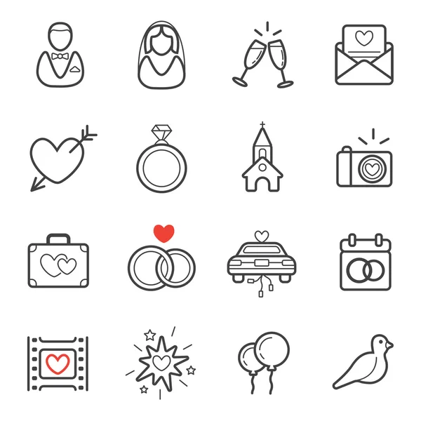 All Kinds of Wedding Marriage Icons — Stock Vector