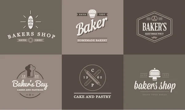 Bakery Pastry Elements and Bread Icons — Stock Vector