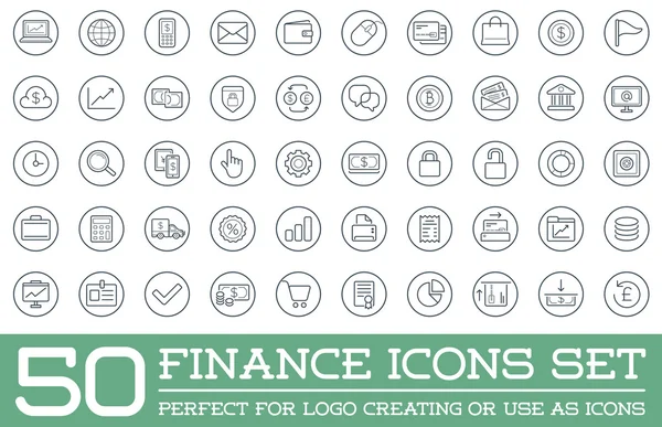 Conjunto de 50 iconos del dinero financiero — Vector de stock