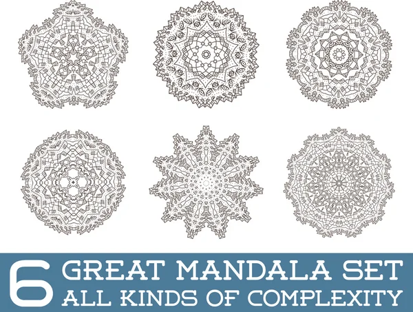 Set of Ethnic Fractal Mandala — Stock Vector