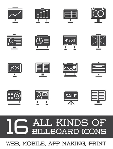 All Kinds of Billboard Icons — Stock Vector