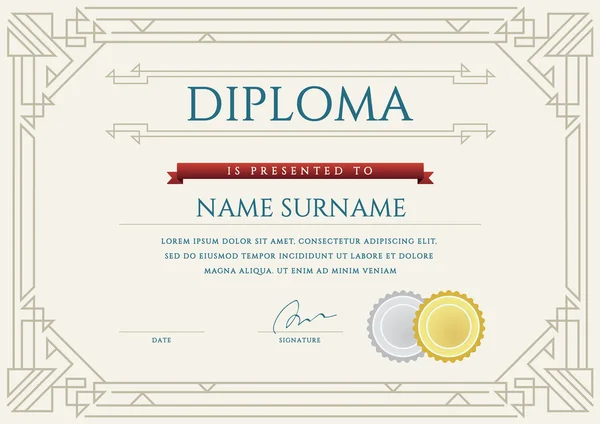 Diploma ou Certificado Premium Design Template —  Vetores de Stock