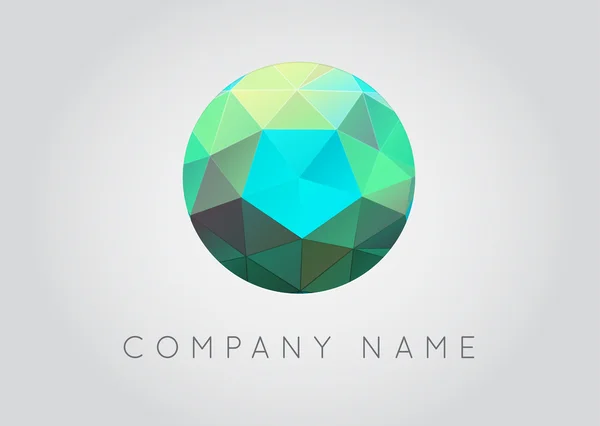 Trendy Crystal Triangulated Gem Logo — ストックベクタ