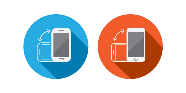 Gire Smartphone plano o iconos de la tableta — Vector de stock