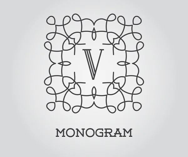 V の文字とモノグラム デザイン テンプレート — ストックベクタ