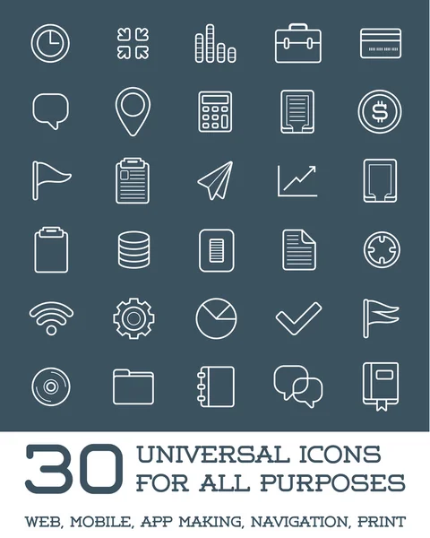 Set de 30 iconos universales — Vector de stock