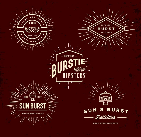 Sun burst vintage shapes elements — Stok Vektör