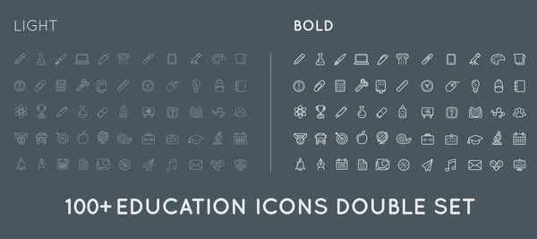 Conjunto de iconos de la educación delgada y audaz — Vector de stock