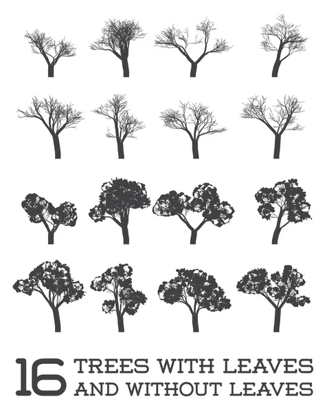 Set of Trees in Silhouettes — Stock Vector