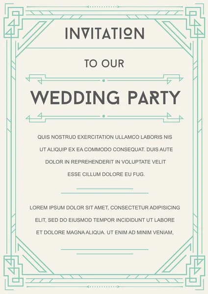 Great Style Invitation to Wedding Party — Stok Vektör