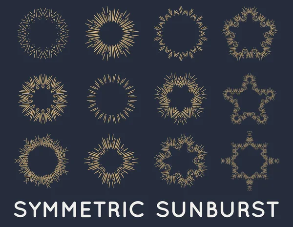 Sun burst vintage shapes elements — Stok Vektör